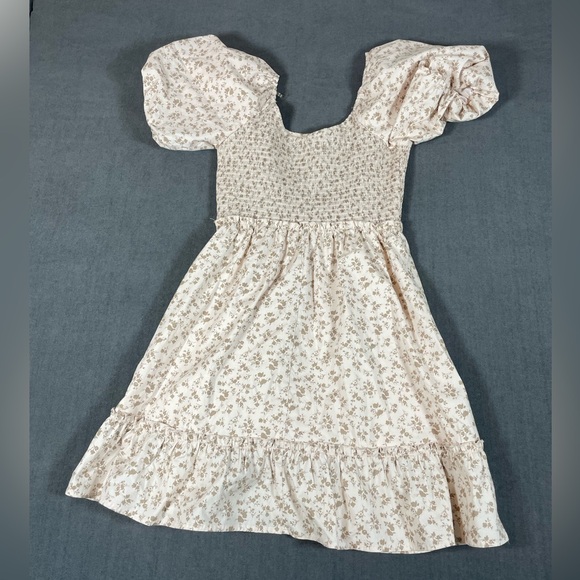 And Now This Smocked Cream Floral Mini Dress with Puff Sleeves– Size Small - Picture 6 of 7